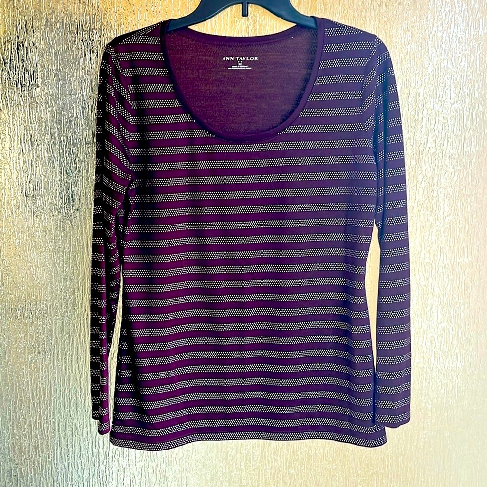 Ann Taylor medium burgundy studded long sleeve top